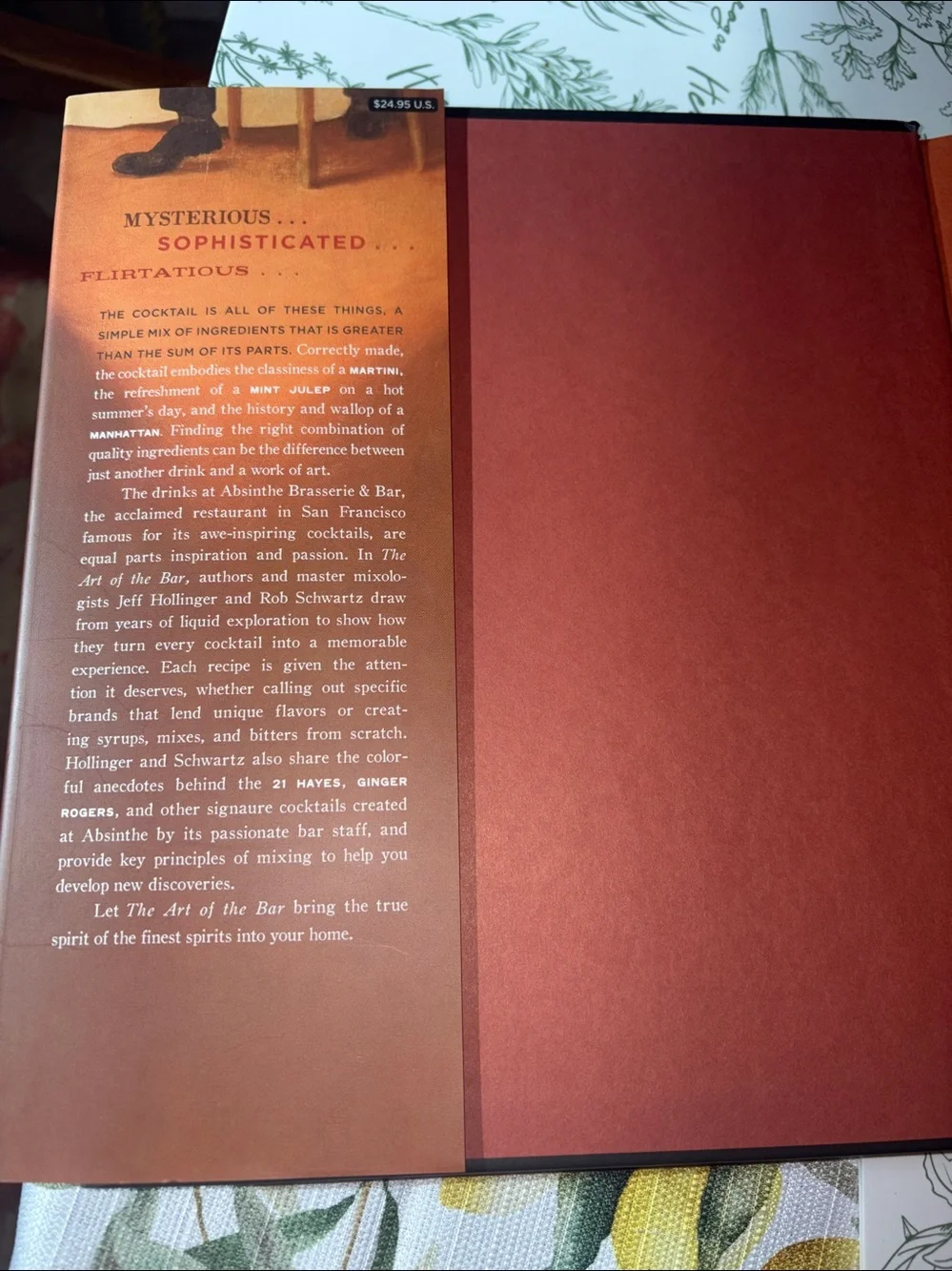 The Art of the Bar Cookbook - Cocktail Recipe Book with Orange & Teal Cover